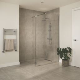 Palermo Showerwall Glass Polished Chrome 1950mm x 300mm x 8mm