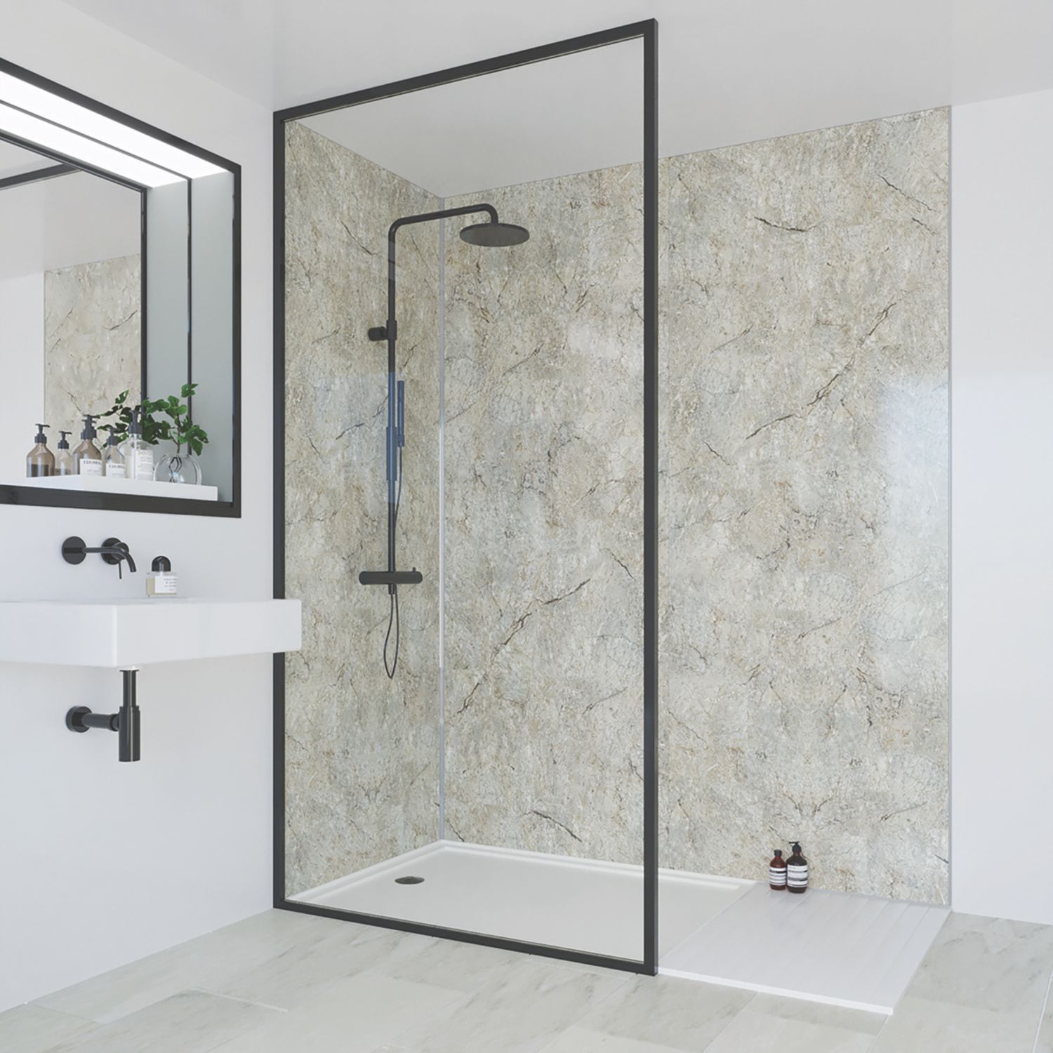 Multipanel Hydrolock Bathroom Waterproof Wall Panel Gloss Antique Marble 2400mm x 580mm x 11mm (460CG)