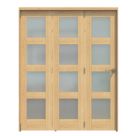 Green & Taylor  3-Door 4-Frosted Light Unfinished Oak Wooden Shaker Internal Bi-Fold Door 2060mm x 1674mm