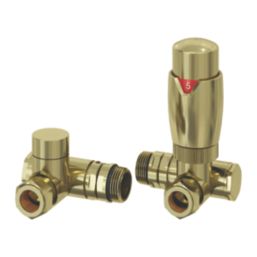 Reina Modal TRV 15mm x 15mm Bronze Corner & L/S Designer Thermostatic Radiator Valve & Lockshield