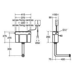 Armitage Shanks Sensorflow 21 Conceala 3 Mains-Powered Side Inlet Cistern 6Ltr