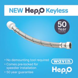 Hep2O Push-Fit Keyless Flexi Tap Connector 15mm x 1/2" x 300mm 2 Pack