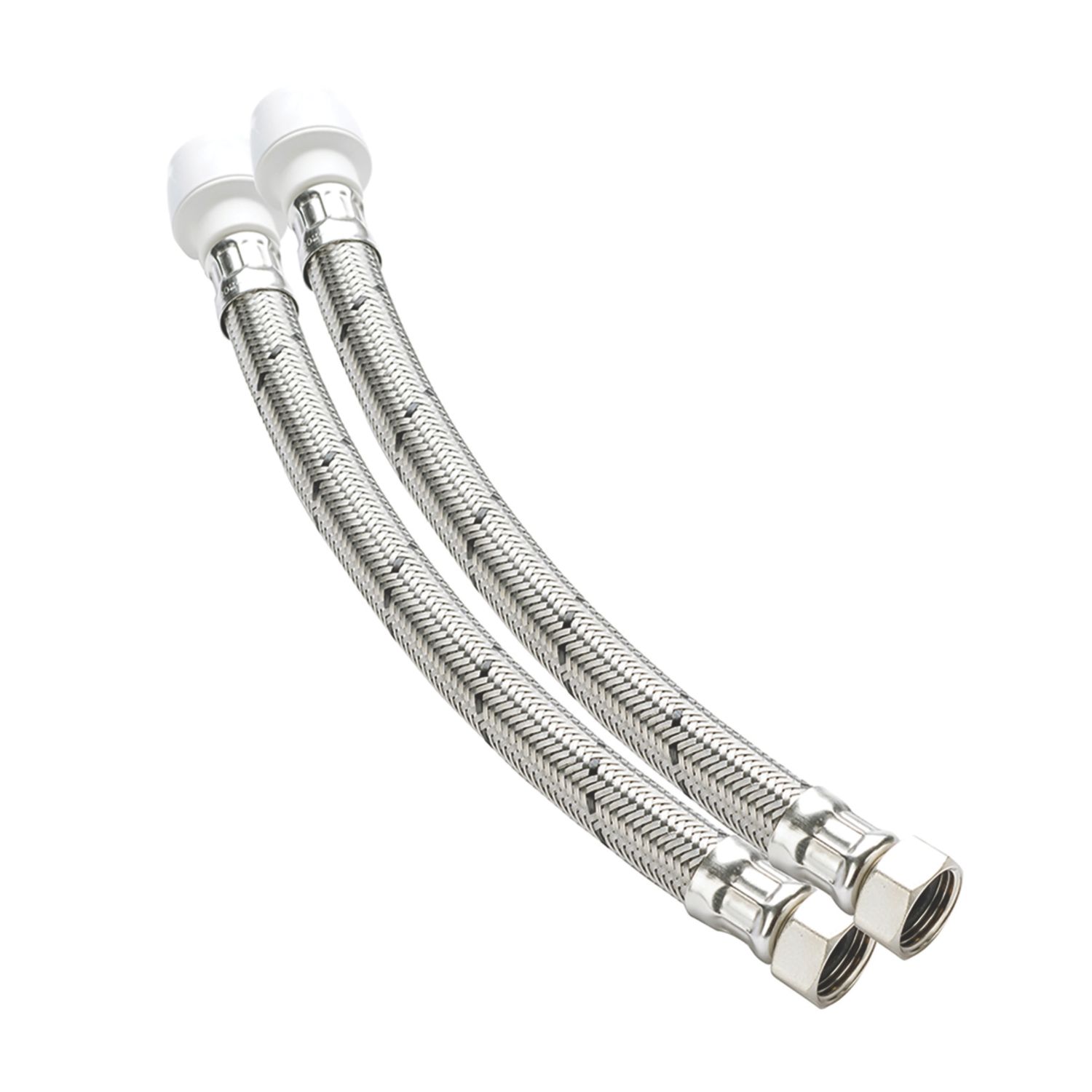 Hep2O Push-Fit Keyless Flexi Tap Connector 15mm x 1/2" x 300mm 2 Pack (460RE)