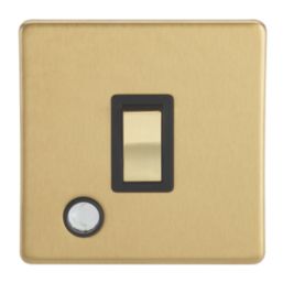 Contactum Lyric 20A 1-Gang DP Control Switch & Flex Outlet Brushed Brass  with Black Inserts