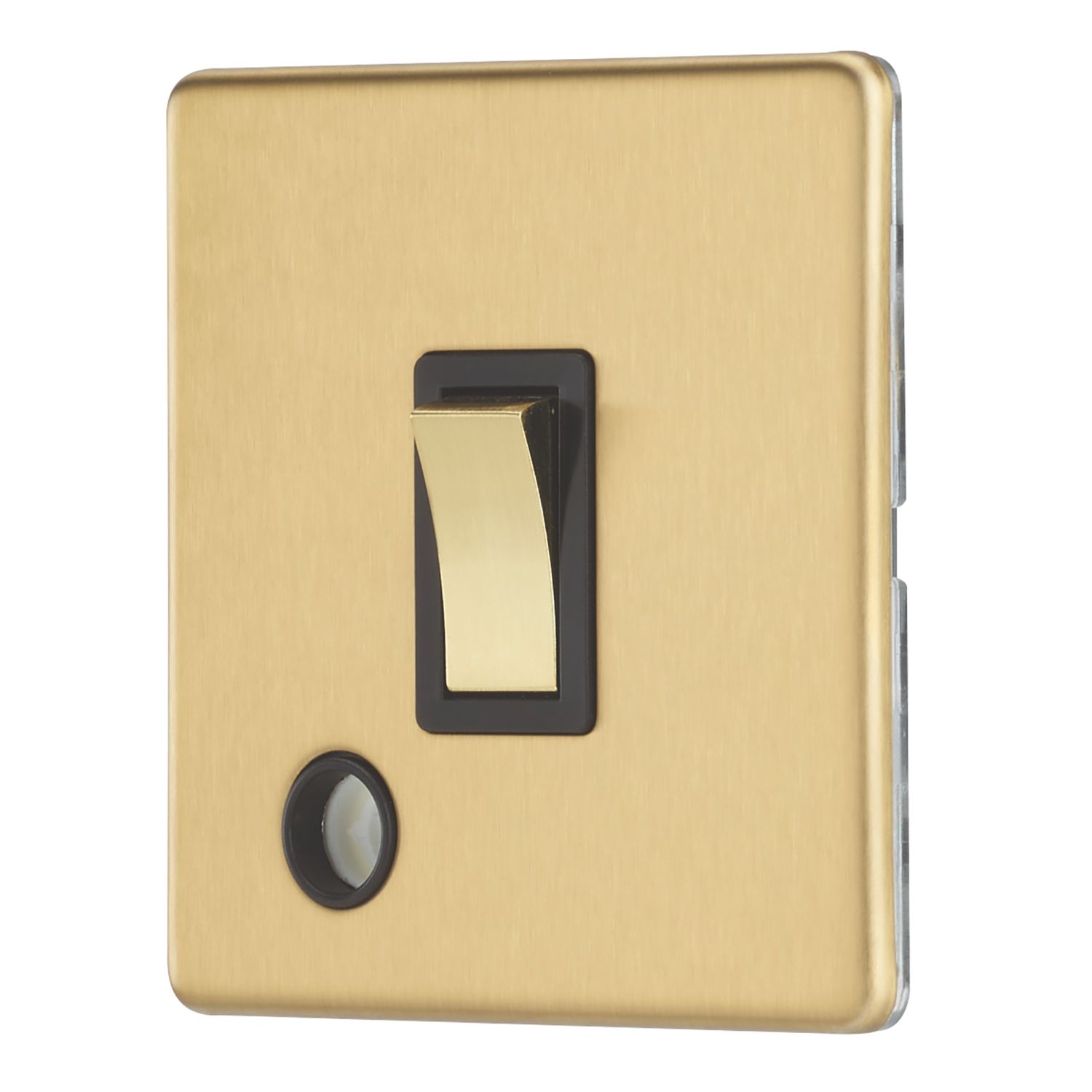 Contactum Lyric 20A 1-Gang DP Control Switch & Flex Outlet Brushed Brass with Black Inserts (460RP)