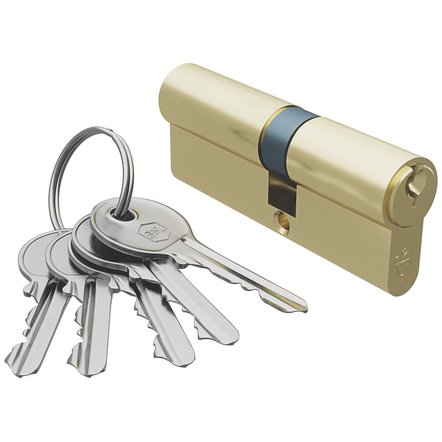 Smith & Locke Fire Rated 1 Star Double Double Cylinder Lock 35-45 (80mm) Polished Brass (460TE)