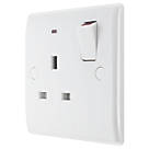 British General 800 Series 13A 1-Gang SP Switched Power Socket White with LED