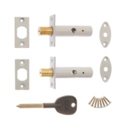 ERA  Brass Concealed Door Security Bolts 78mm White 2 Pack
