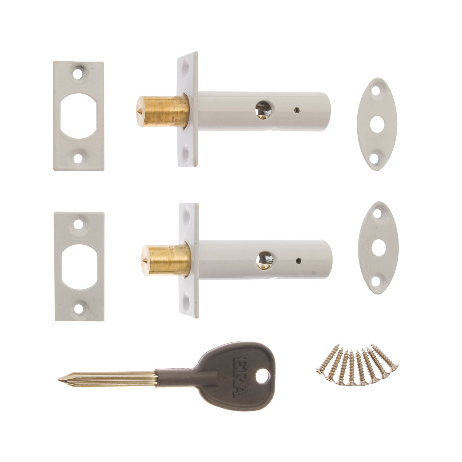 ERA Brass Concealed Door Security Bolts 78mm White 2 Pack (4610G)