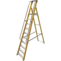 Lyte Fibreglass 3.25m 10 Step Platform Step Ladder With Handrail