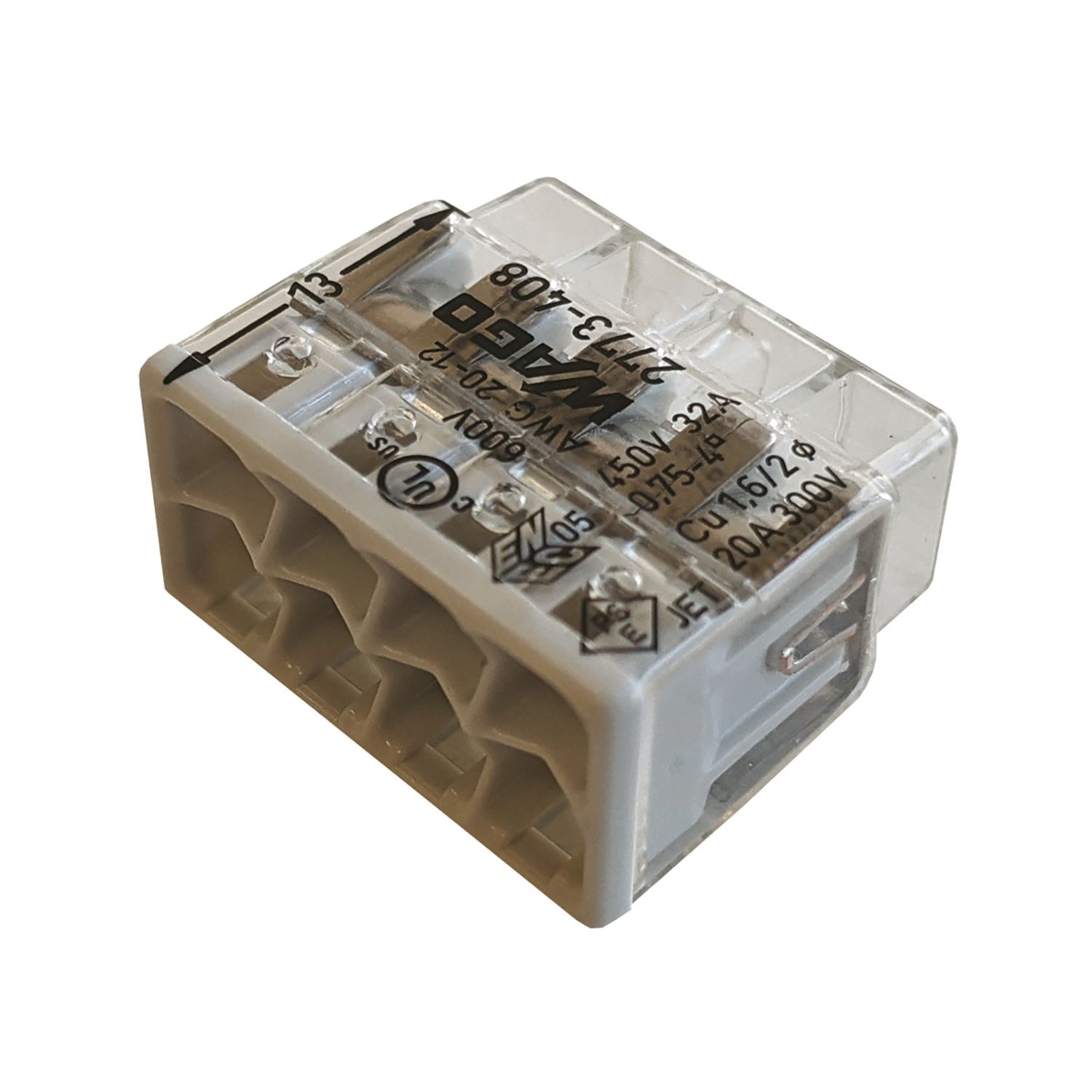 Wago 2773-408 32A 8-Way Push-Wire Connectors 40 Pack (461PF)