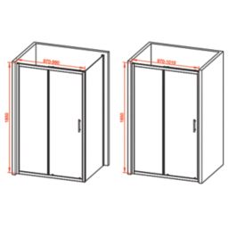 Framed Rectangular Sliding Shower Door Polished Silver 1000mm x 1850mm