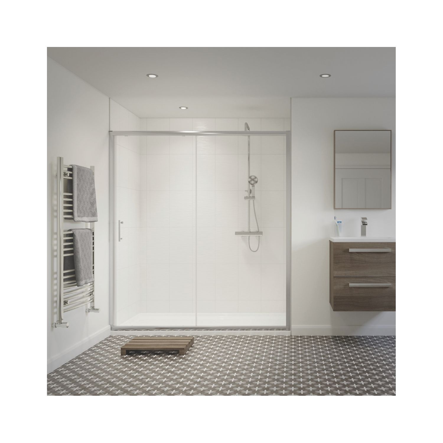 Framed Rectangular Sliding Shower Door Polished Silver 1000mm x 1850mm (461RJ)