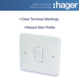 Hager Sollysta WMPS11 10AX 1-Gang 1-Way Light Switch  White