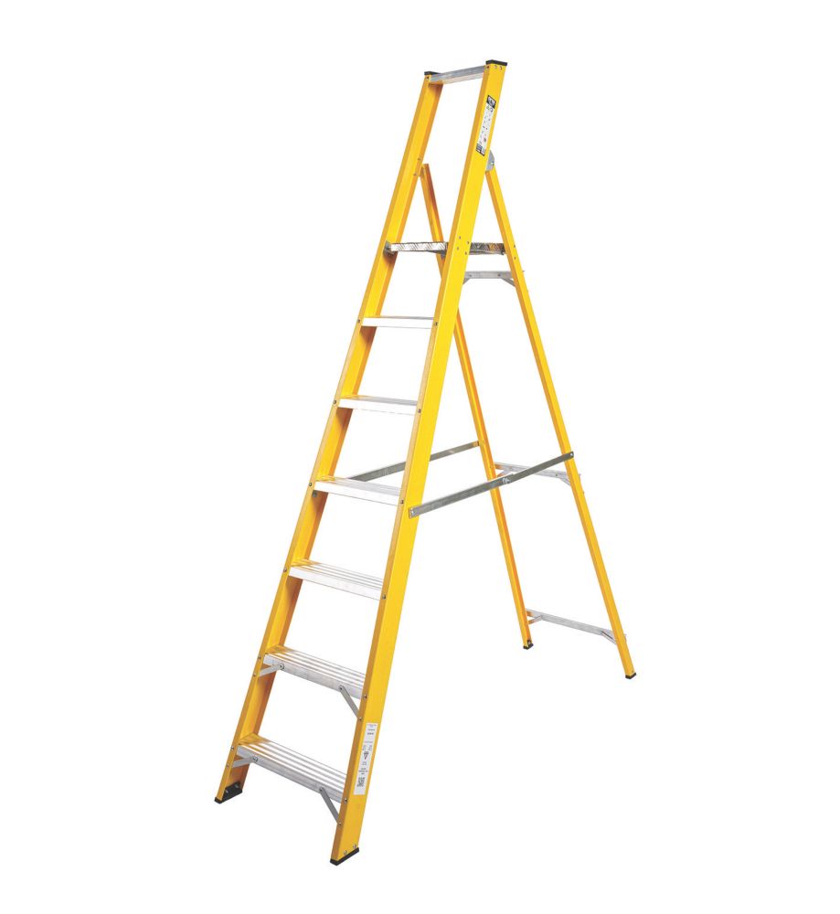 Lyte Fibreglass 2.1m 7 Step Platform Step Ladder Screwfix