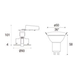 4lite  Fixed  Fire Rated LED Smart Downlights Brushed Chrome 5W 440lm 2 Pack