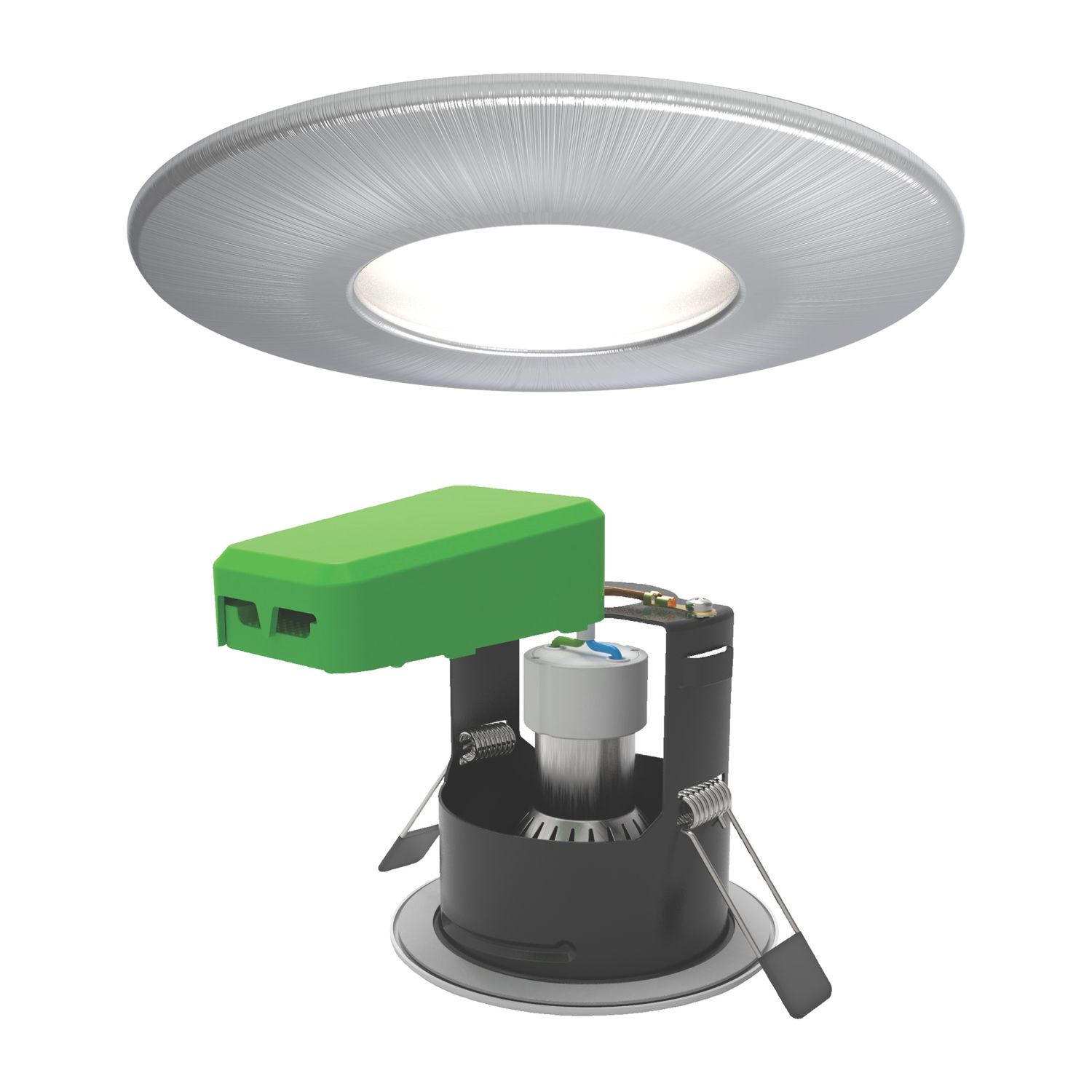 4lite Fixed Fire Rated LED Smart Downlights Brushed Chrome 5W 440lm 2 Pack (462GR)