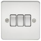 Knightsbridge  10AX 3-Gang 2-Way Light Switch  Polished Chrome