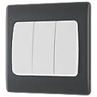 British General Part M 20A 16AX 3-Gang 2-Way Light Switch  Charcoal