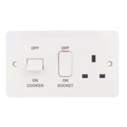 Hager Sollysta WMCC50 45A 1-Gang 2P+E Cooker Switch White  with White Inserts
