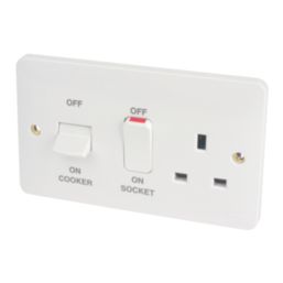 Hager Sollysta WMCC50 45A 1-Gang 2P+E Cooker Switch White  with White Inserts