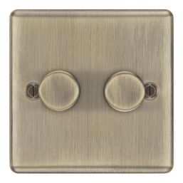 LAP  2-Gang 2-Way LED Dimmer Switch  Antique Brass with Colour-Matched Inserts
