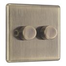LAP  2-Gang 2-Way LED Dimmer Switch  Antique Brass with Colour-Matched Inserts
