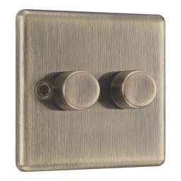 LAP  2-Gang 2-Way LED Dimmer Switch  Antique Brass with Colour-Matched Inserts