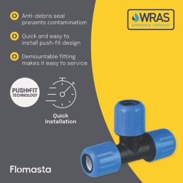 Flomasta  Polybutylene, PEX & Copper Push-Fit Equal MDPE Tee 25mm