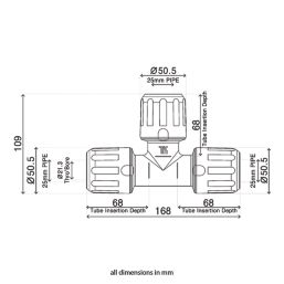 Flomasta  Polybutylene, PEX & Copper Push-Fit Equal MDPE Tee 25mm