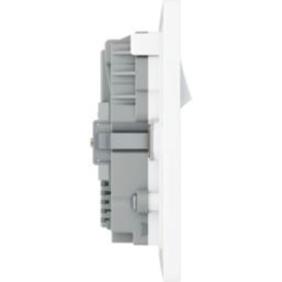 British General Evolve 13A 2-Gang SP Switched Socket + 3.25A 65W 2-Outlet Type C USB Charger Pearlescent White with White Inserts