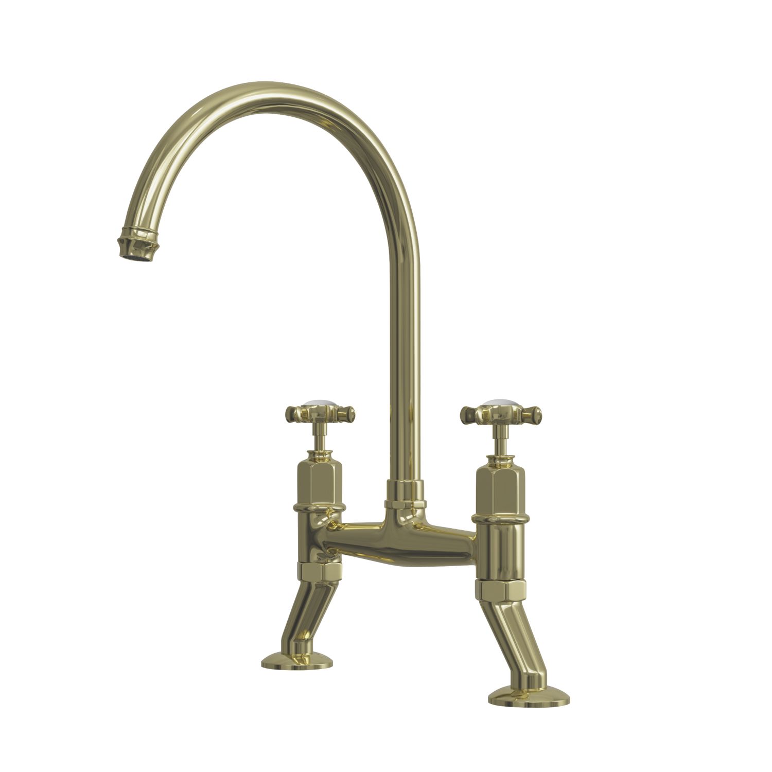ETAL Alton Deck Mounted Cross Head Bridge Mixer Polished Brass (463JL)