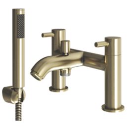 ETAL Bounce Deck-Mounted Bath Shower Mixer Tap Brushed Brass - Screwfix