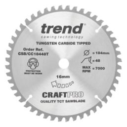 Trend CraftPro CSB/CC18448T Wood Crosscut Circular Saw Blade 184mm x 16mm 48T