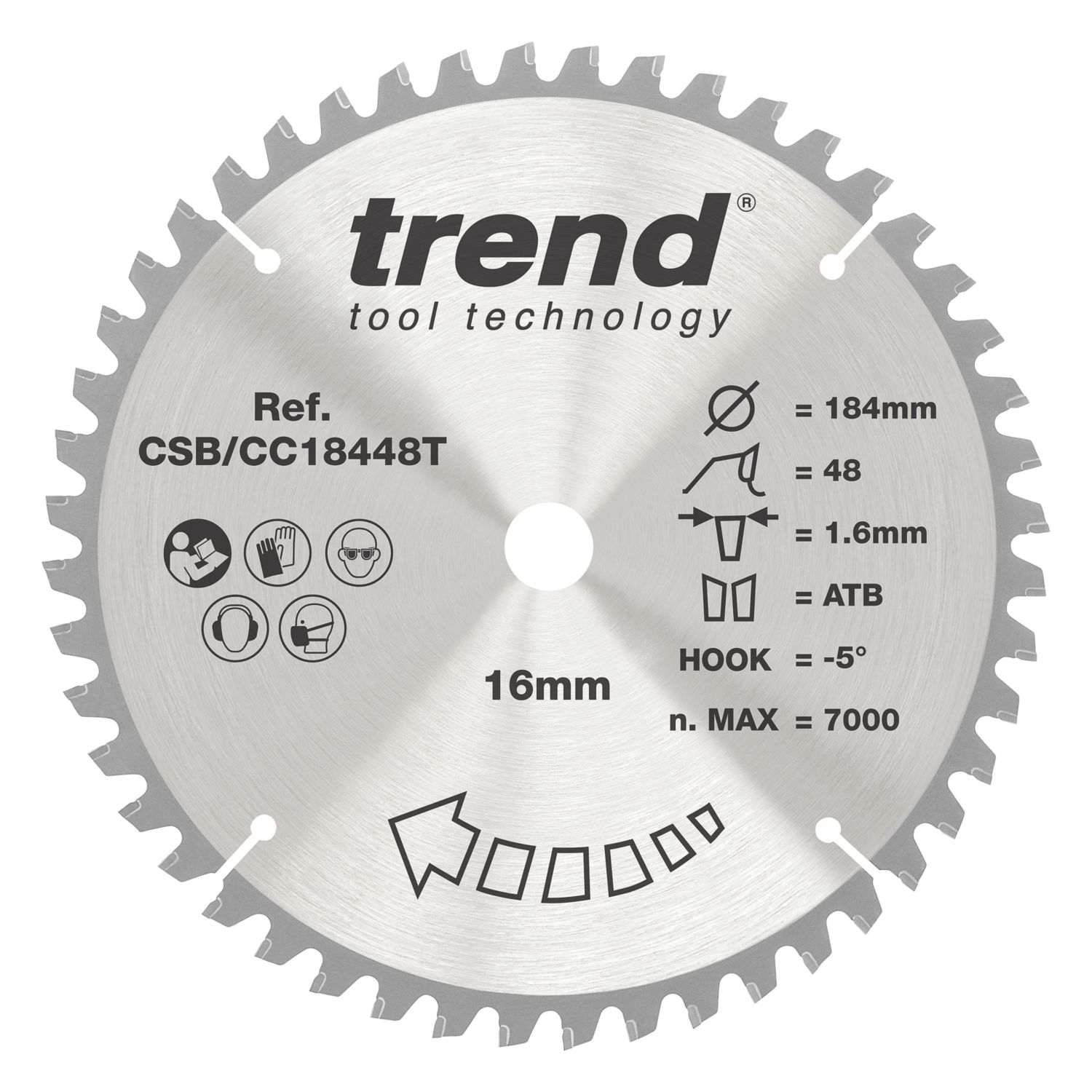 Trend CSB/CC18448T Wood Crosscut Circular Saw Blade 184mm x 16mm 48T (463XG)