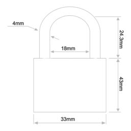Smith & Locke  Zinc  Closed Shackle Fingerprint  Biometric Lock 33mm