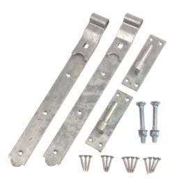 GateMate Matt Silver Cranked Band & Hook on Plate 164mm x 18" x 450mm 2 Pack