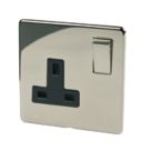 Crabtree Platinum 13A 1-Gang DP Switched Plug Socket Black Nickel  with Black Inserts