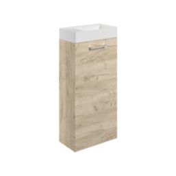 Ohio 1-Door Cloakroom Vanity Unit with Ceramic Basin Effect Oak 410mm x 220mm x 830mm