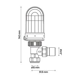 Flomasta  1/2" x 15mm Chrome Angled Modern Thermostatic Radiator Valve Head & Body
