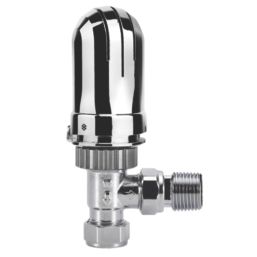 Flomasta  1/2" x 15mm Chrome Angled Modern Thermostatic Radiator Valve Head & Body