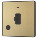 British General Evolve 13A Unswitched Fused Spur with LED Satin Brass with Black Inserts