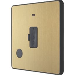 British General Evolve 13A Unswitched Fused Spur with LED Satin Brass with Black Inserts