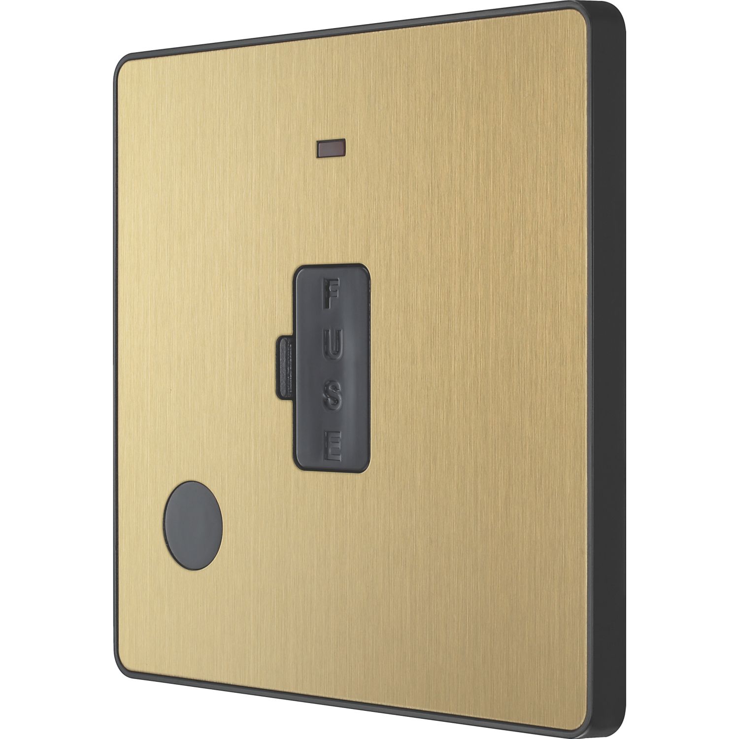British General Evolve 13A Unswitched Fused Spur with LED Satin Brass with Black Inserts (464PX)