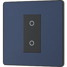 British General Evolve 1-Gang 2-Way LED Single Secondary Trailing Edge Touch Dimmer Switch  Blue with Black Inserts