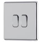 Arlec  10A 2-Gang 2-Way Light Switch  Polished Chrome
