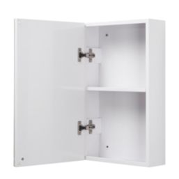 Croydex Carra Mirrored Single-Door Cabinet  White Gloss 300mm x 120mm x 500mm