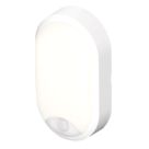 4lite Pylus Outdoor Oval LED Wall & Ceiling Bulkhead With PIR Sensor White 12.5W 1100lm