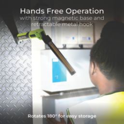 Luceco  Rechargeable LED Slim Foldable Inspection Torch with Power Bank Green 150-500lm