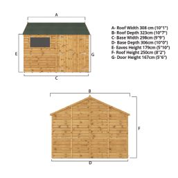 Mercia Modular 9' 6" x 10' (Nominal) Reverse Apex Shiplap T&G Timber Workshop